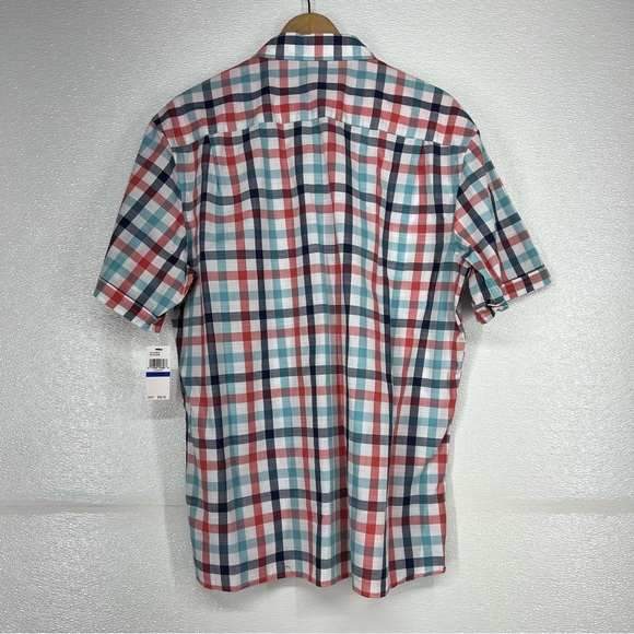 Van Heusen Classic Fit Short Sleeve Button Up Red Plaid/Checkered Men's Size XL - Picture 6 of 16